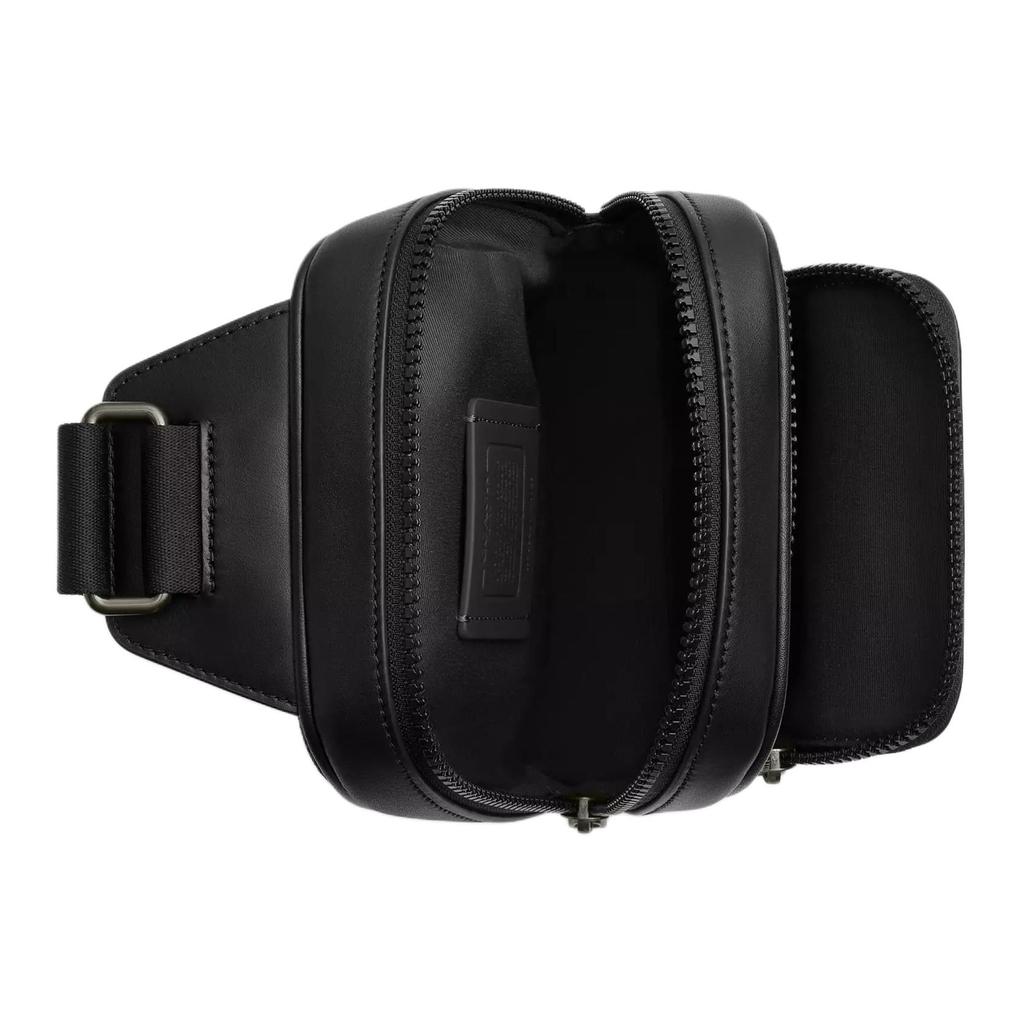 Coach Racer 13 Logo Zip Closure Coated Canvas And Smooth Calfskin Mini Shoulder Crossbody Bag Men Shoulder Bags Charcoal CV763-QBMI5
