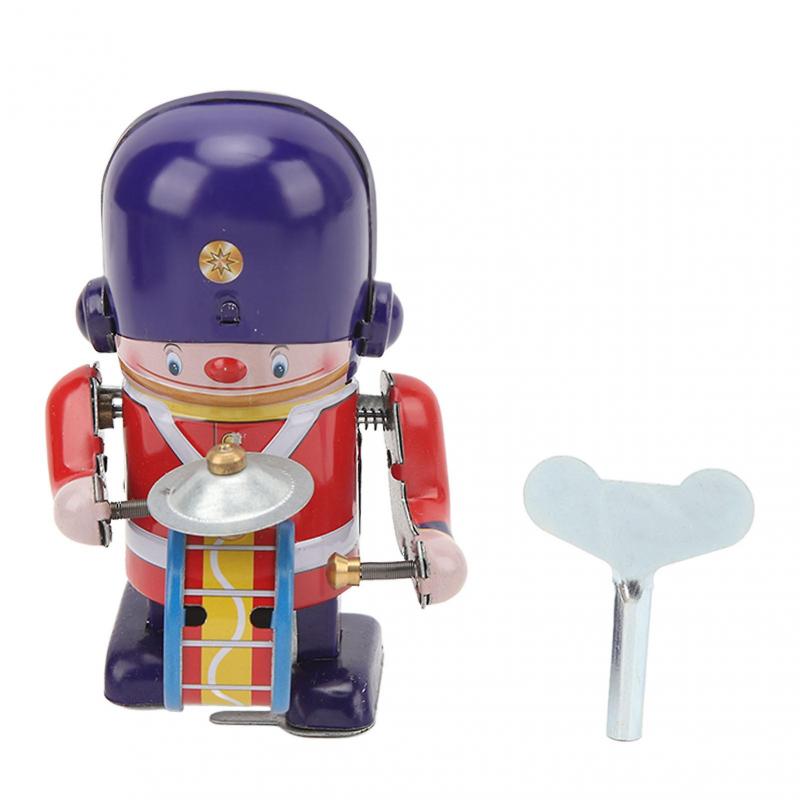 Tinplate Walking Drummer Soldier Wind Up Toy Drumming Decorative Wind Up Toy Adult Kids Collectible Gift