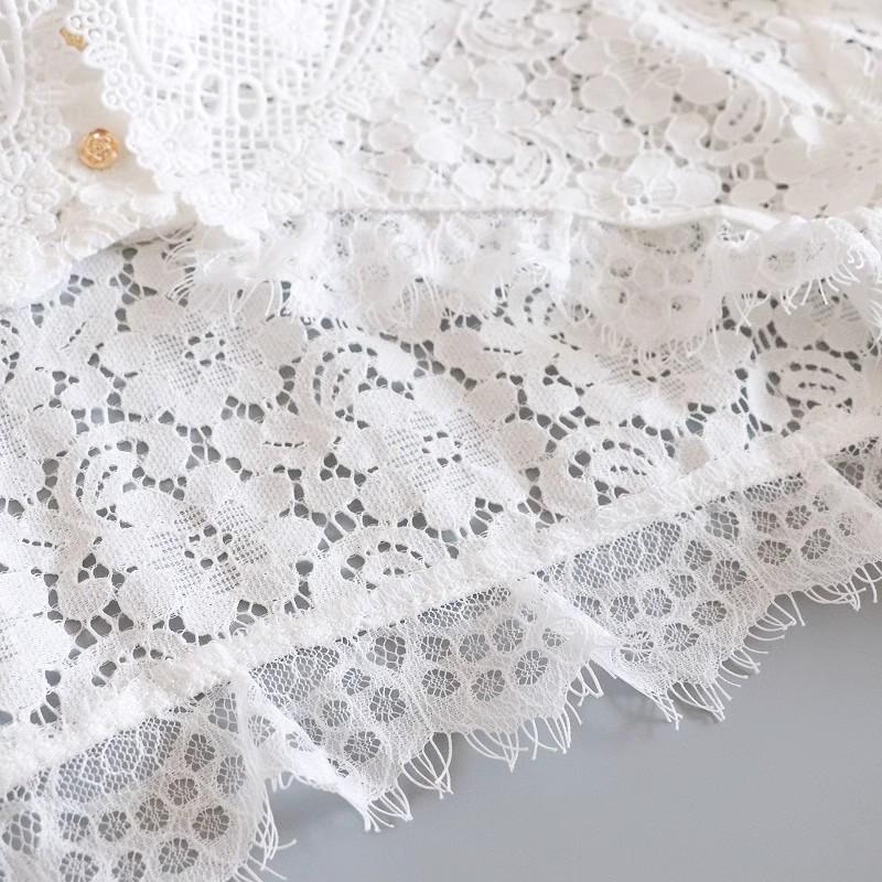 Letni top z koronki: Damska koszula z długim rękawem z ochroną przed słońcem - Modny szal spódnicowy peleryna