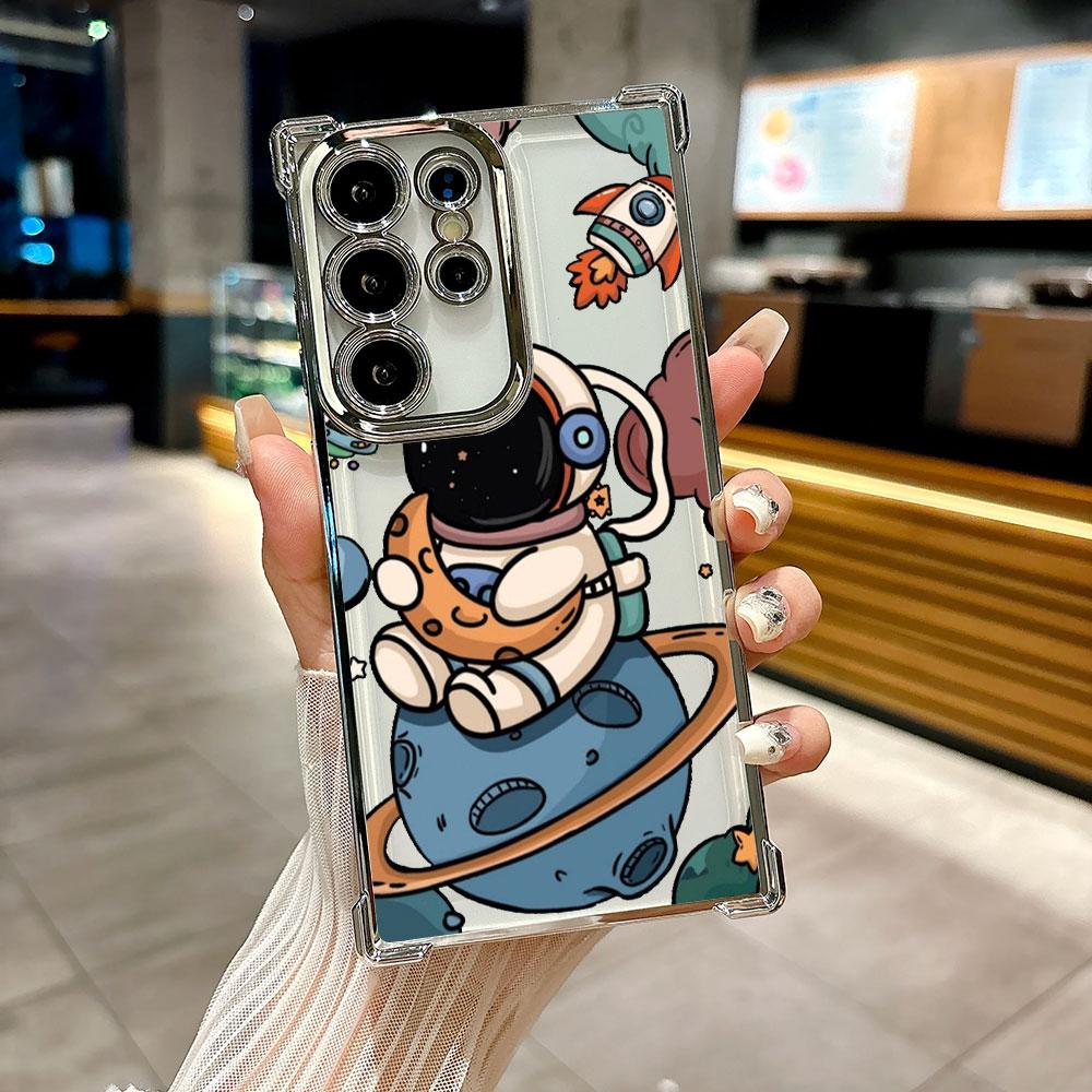 Cute Astronaut Planet Spaceman Coque For Galaxy S26 Ultra Phone Case For Samsung S26 S25 S24 S23 S21 Ultra S20 FE S25 Plus Cover