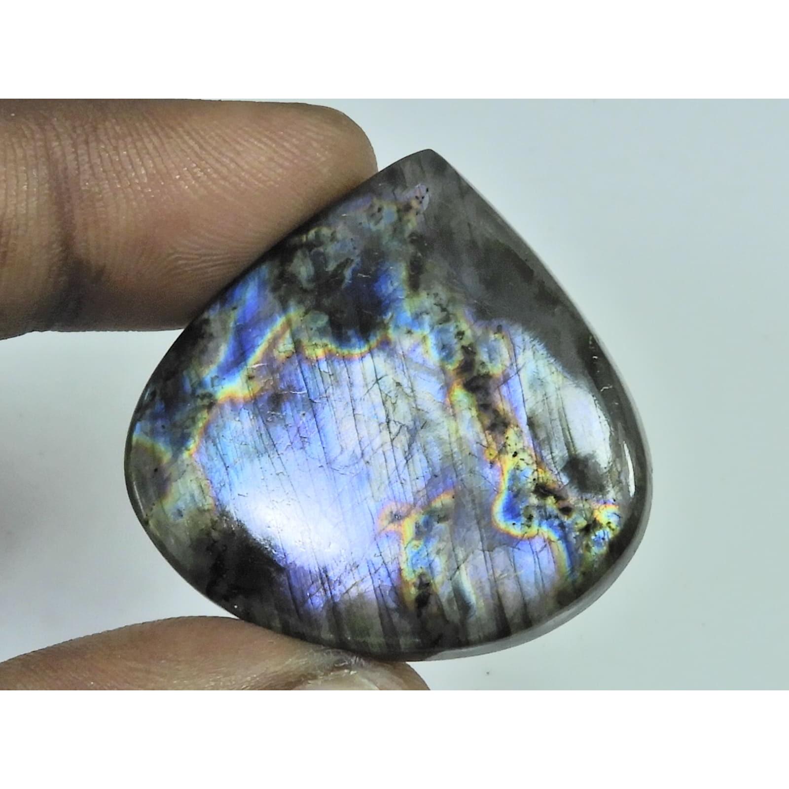 36X34X05MM Natural Purple Labradorite Spectrolite Pear Loose Gemstone 61Cts. D-415