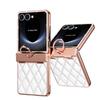 For Samsung Galaxy Z Flip7 5G PU Leather Plating Glitter Bling Diamond Ring Hinge Phone Case Screen Protect Film ShockproofCover
