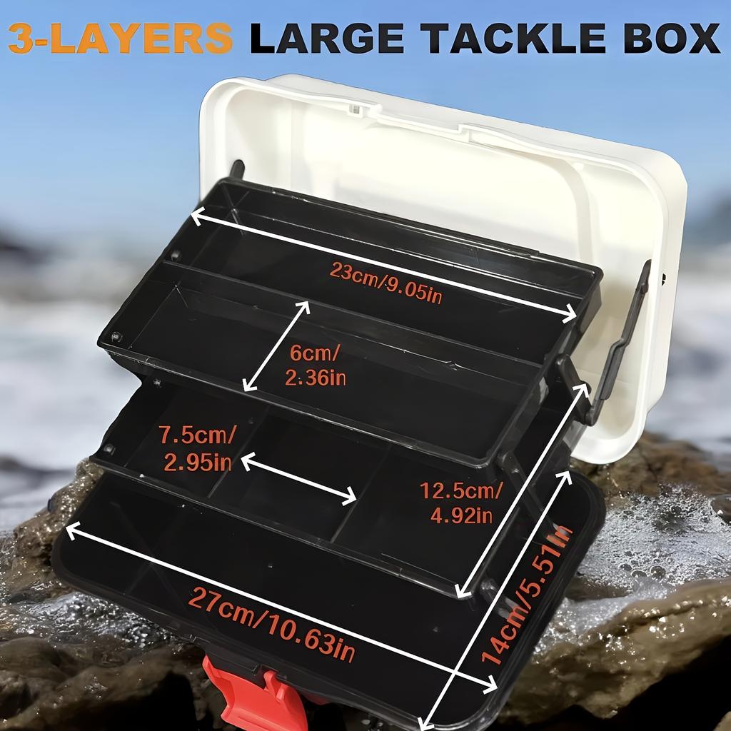 Three Layer Fishing Storage Box Large Capacity Heavy Duty Gear Organizer Gift For Fishing Enthusiasts Outdoor Daily Use