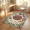 Floral Garden Theme Crystal Velvet Rug Personalized Custom Name Text Soft Floor Mat Home Decor