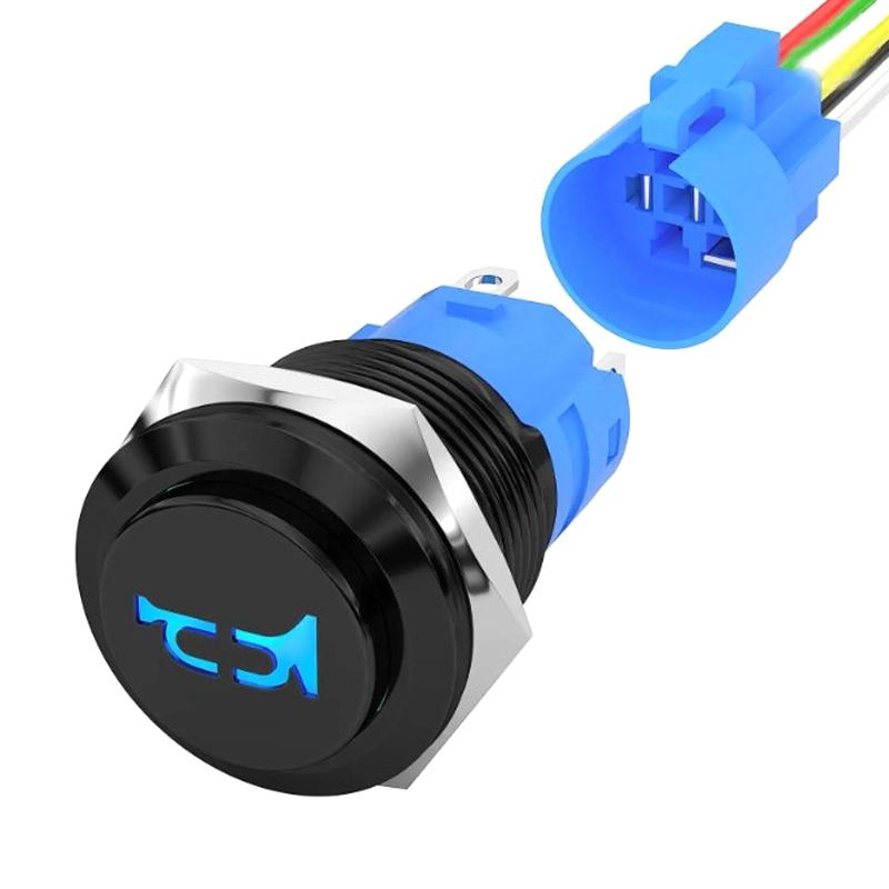 [EL]16mm 12V Momentary Speaker Speaker Button Toggle Switch Installation Hole With Car Pre Wiring Socket
