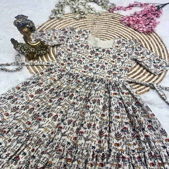 Vibrant Floral & Block-Printed Cotton Puff-Sleeve Tiered Midi Dresses