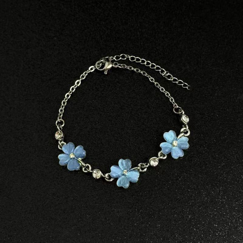 Sparkling Small Flower Zircon Pull Bracelet Women'S Cherry Blossom Diamond Niche Versatile High-End Accessories Hand Jewelry