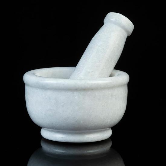 Crocon White Marble Mortar and Pestle Set – 5 Inch Pill Crusher, Herb Grinder for Spices, Silbatta for Chutney, Kitchen Essentials Products