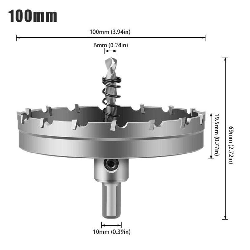 

Сверло с твердосплавным наконечником, кольцевая пила 15-100 мм, сверло, кольцевая пила для сверления металлических сплавов из нержавеющей стали 100mm