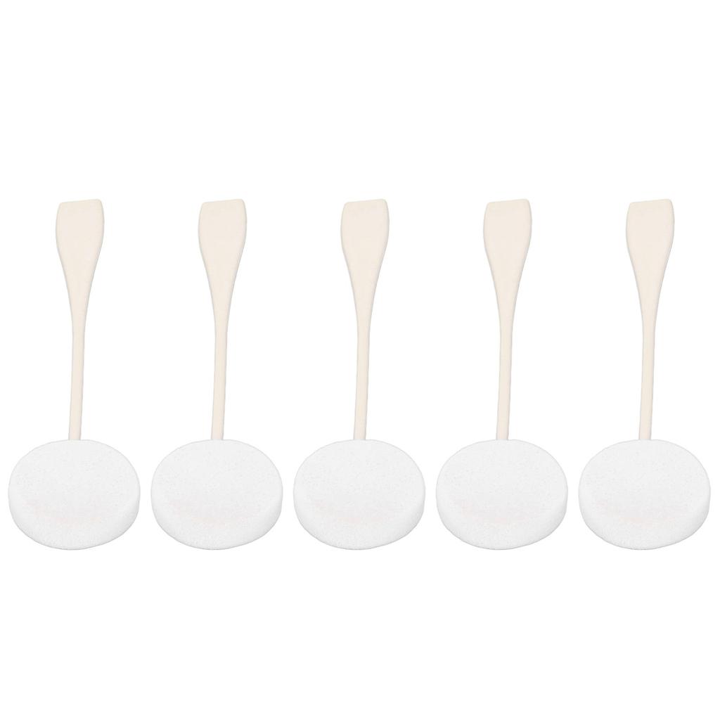 5pcs Lotion Applicator Long Handled Good Water Absorption Soft Powder Puff for Home Use White