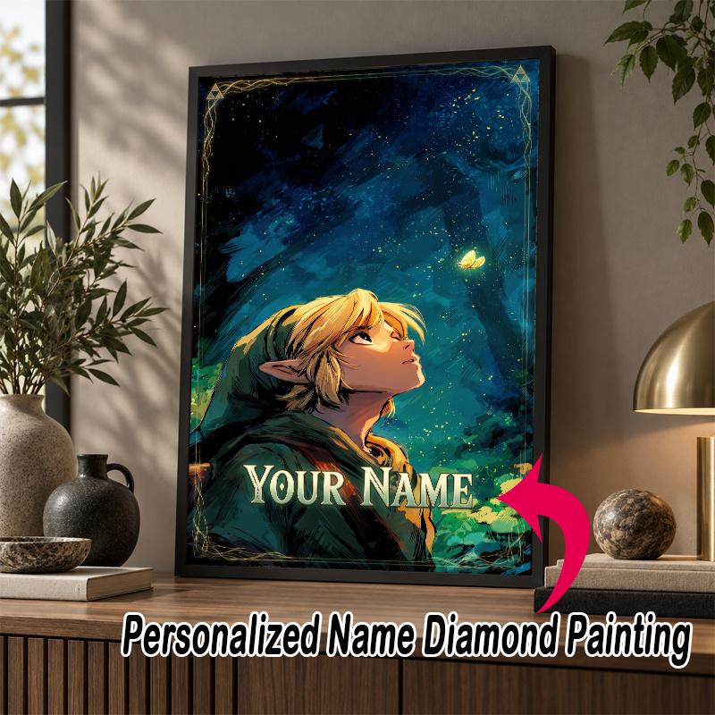 Custom Name Zelda 5D Diamond Painting Personalized Full Drill Diamond Art Kit Gift