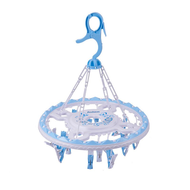 

Round Drying Rack Plastic Multiclip Windproof Clothes Socks Hanger Hook Balcony синий