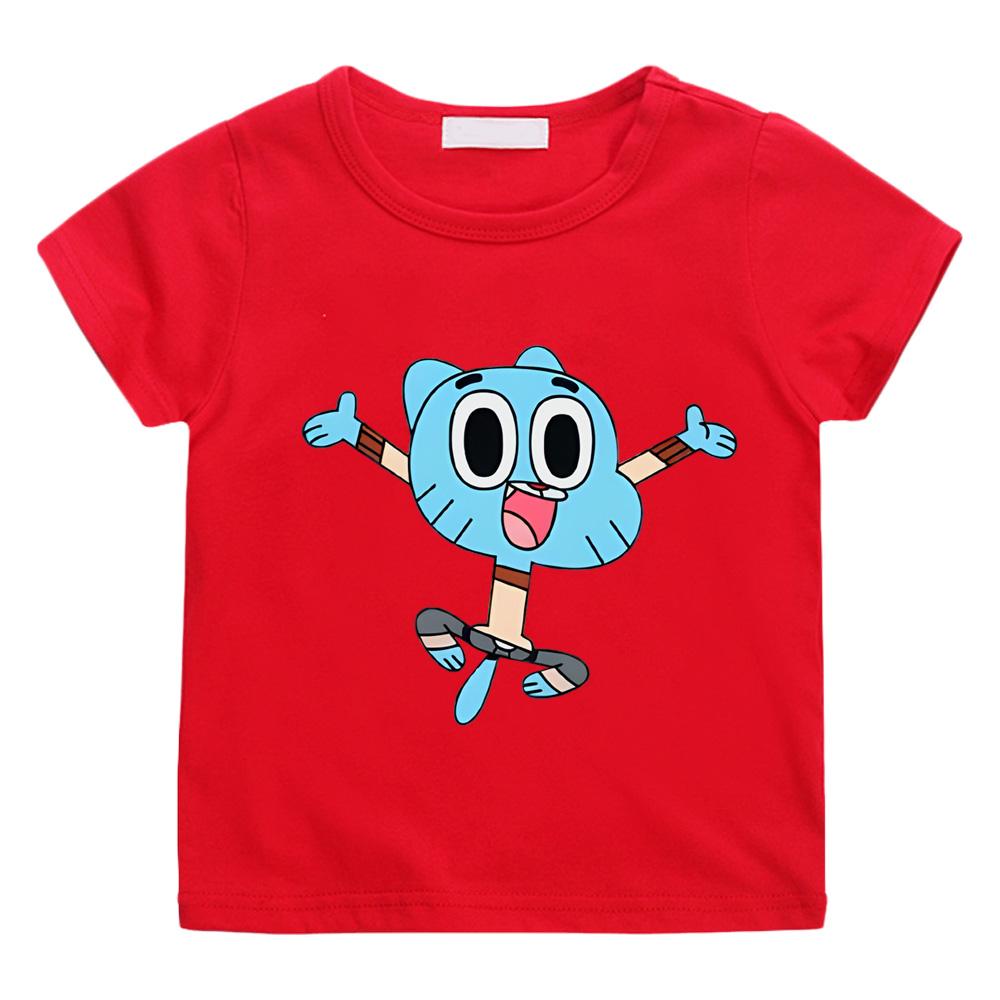 

The Wonderfully Weird World of Gumball 2026 Cartoon T-Shirt High Quality 100%Cotton Casual Tee-shirt Boys/girls Camisetas Funny T-shirt Anime T-shirt 100 красный