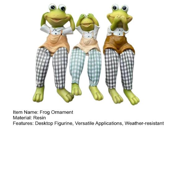 3 Pcs Desktop Frog Ornament Resin No See No Speak No Hear Frog Figurines Sitting Frog Statue with Long Legs for Indoor Table Shelf Cabinet Decor