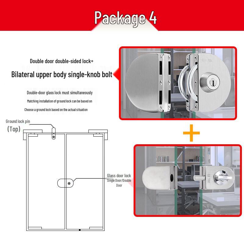 

Double-Sided Glass Door Lock Set with Knob Bolt