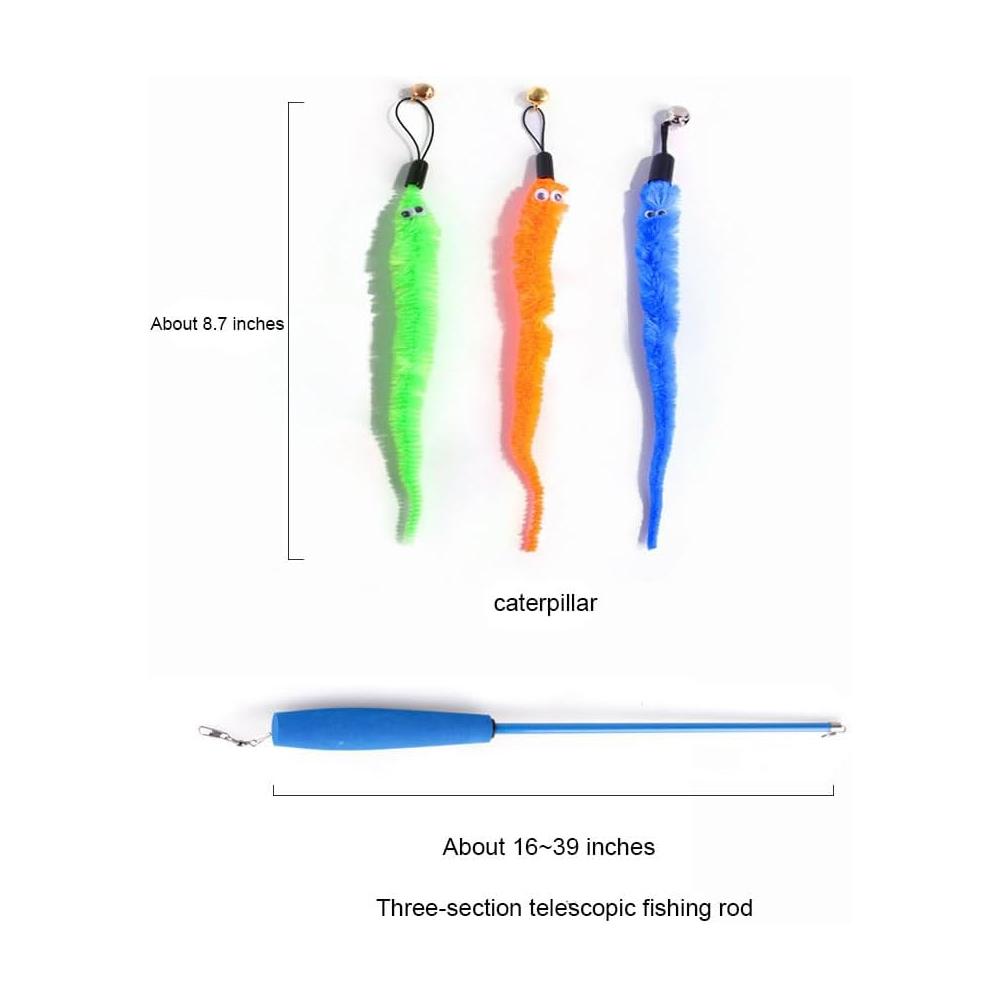 Cat Toys Feather Toy 1Pcs Retractable Cat Wand Toys And 10Pcs Replacement Teaser With Bell Refills Interactive Catcher Teaser