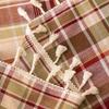 Retro Plaid Tablecloth With Tassel Trim Thick Stain Resistant Cotton Linen Dining Table Living Room Decor