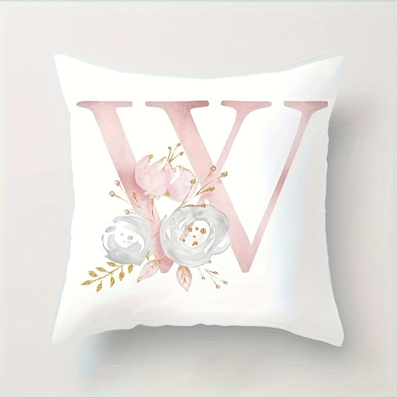 Abc Letter Floral Alphabet Decorative Pillow Cover Indoor Outdoor Party Farmhouse Home Decor Peach Skin Monogram Aesthetic Art