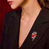 Enamel Rose and Snake Brooch with Rhinestones for Women Elegant Designs Lapel Pin for Business and Social Events