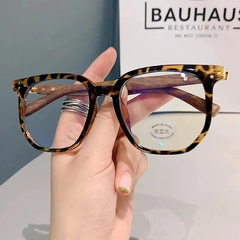 Fashion Wood Grain Anti-blue Light Reading Glasses Retro Large Frame Presbyopia Eyeglasses For Women Men Diopter 0 +1.0 To +4.0