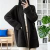 Abrigo Jersey Solapa Manga Larga Frente Abierto Tejido de Punto Abrigo Jersey con Bolsillos Color Sólido Largo Medio Ropa Exterior Casual