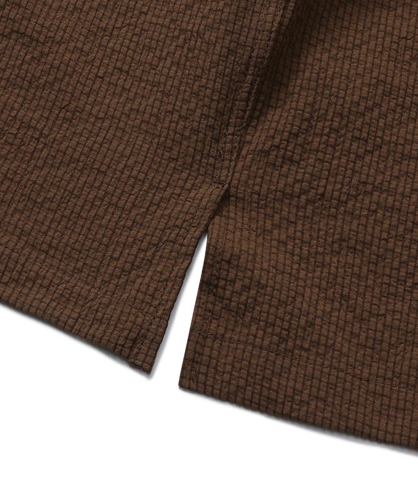 Connect Kinrock Loose Fit Seersucker Short Sleeve Shirt (Brown)