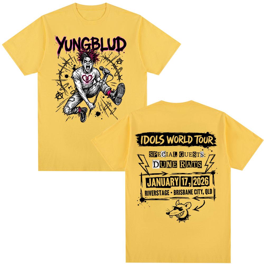 Yungblud IDOLS World Tour 2026 Merch Tshirts Mens Clothing Fashion Short Sleeves Tshirt Cotton Summer Oversized T Shirt Tops