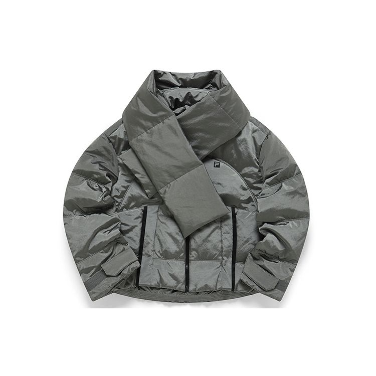 FILA Athletics Loose Fit Sports Warm Scarf Down Jacket Women outerwear Shark-Gray A11W141918F-DY