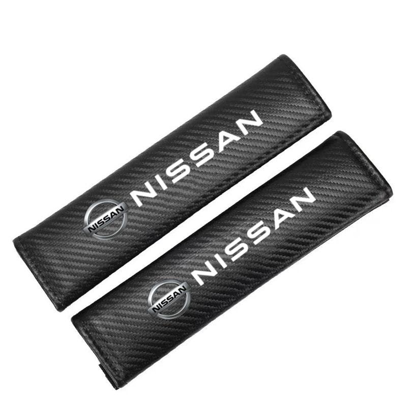 Carbon Fiber Car Seat Belt Shoulder Pad For Nissan Sentra Serena Maxima Versa Juke Micra Rogue Tiida X-trail Nismo Accessories