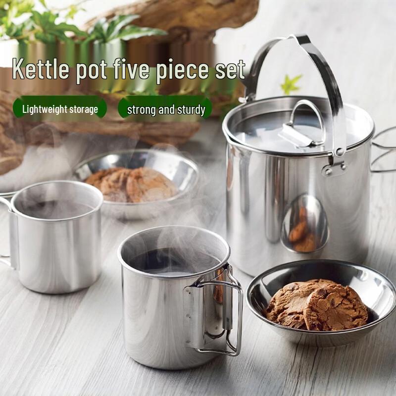 5-Piece Portable Stainless Steel Camping Cookware Set