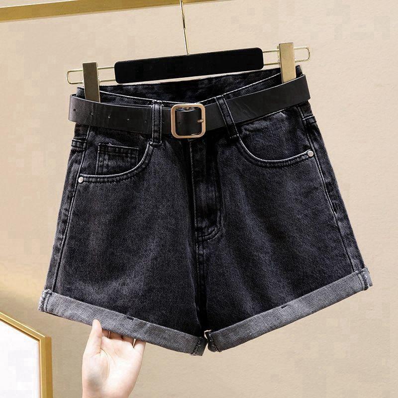 Klasické a minimalistické módní všestranné dámské letní tenké rolované lemování s širokými nohavicemi a džínové kraťasy do A, individualita a trendy