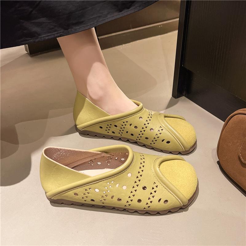 Fashion Single-shoe Women's 2025 New Soft-soled Cutout Two-wear Lazy Shoes with Flat Bottoms and Comfortable Bean-shaped Shoes