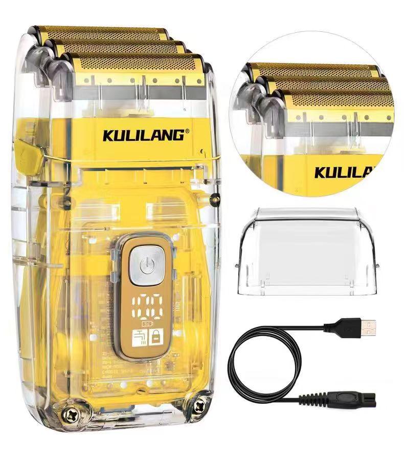 White Electric Three-Blade Mesh Head Shaver - Waterproof Clipper for Balding and Hair Trimming