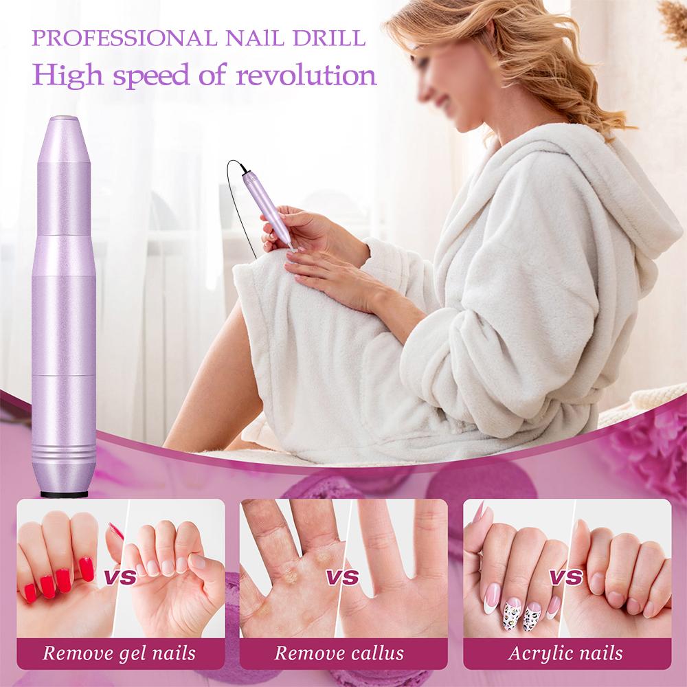 YIKOOLIN Portable Electric Manicure Pedicure Machine Nail Drill Set Acrylic Nail Gel Remover Tools Electric Nail Polishing Machi