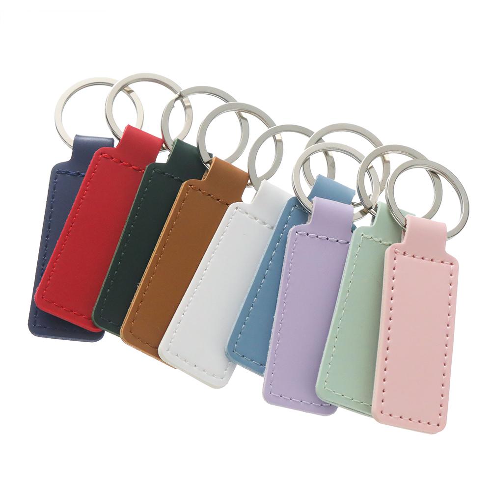 Short Doublesided PU Leather Keychain Car Thread Gift Metal Pendant Waist Strap Key Chain Keyholder for Key Chain Supplies