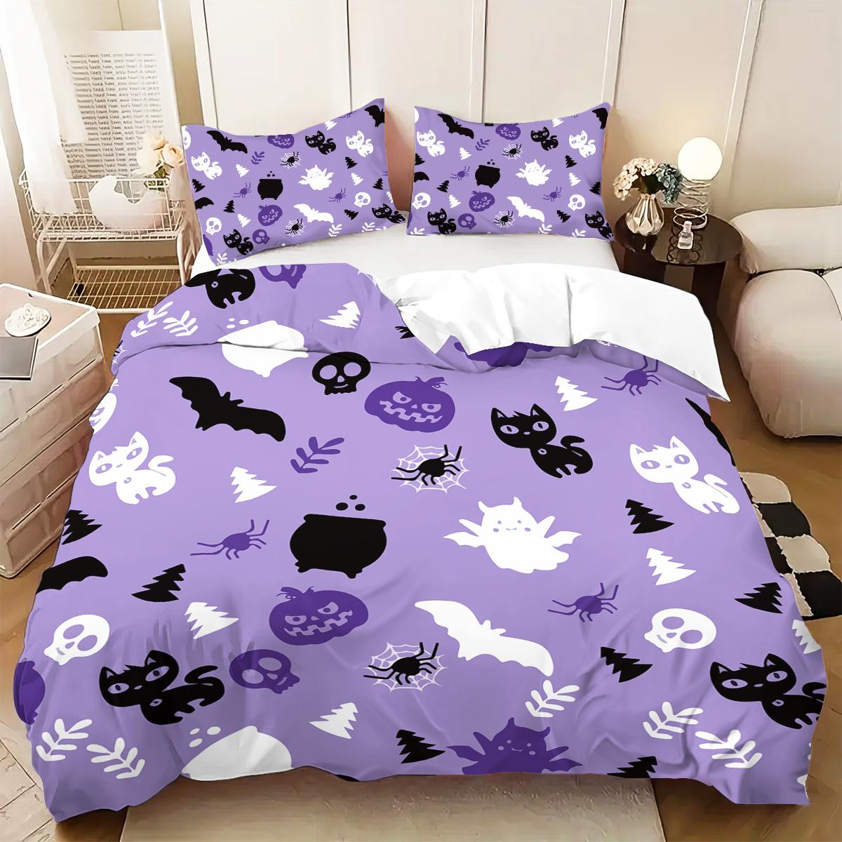 

Halloween Theme Bedding Set 3D Printed Duvet Cover Set Skin-Friendly Single Twin Double Size Halloween Decor Duvet Cover Set Eu Single 135x200cm