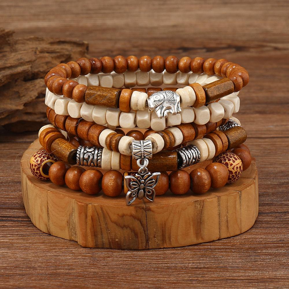 iF ME 20 Piece Retro Bohemian Style Men's Handmade Bead Bracelet Set, A Fashionable Gift for Friends, Sons, and Grandsons