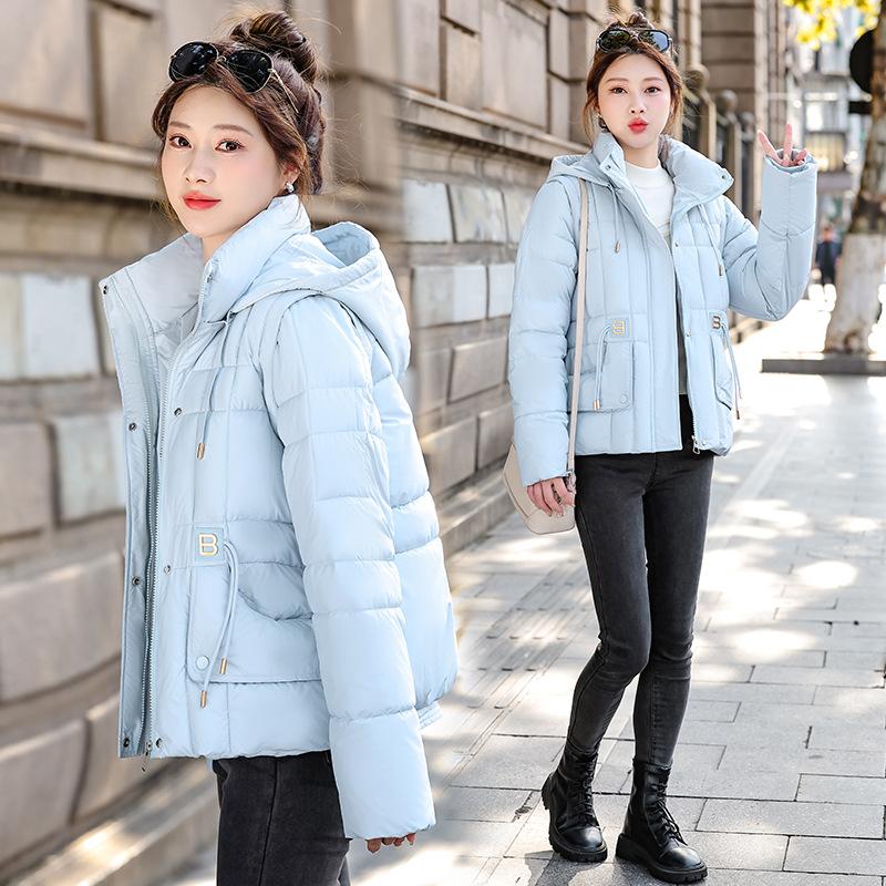 

Women s new removable sleeves hooded cold lightweight thickened padded warm loose high quality fabric casual sports cotton clothing XXL світло-синій колір