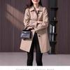 Women's British Style Mid-Length Trench Coat - 2025 Korean Edition for Spring & Autumn, High-End Straight-Cut Design