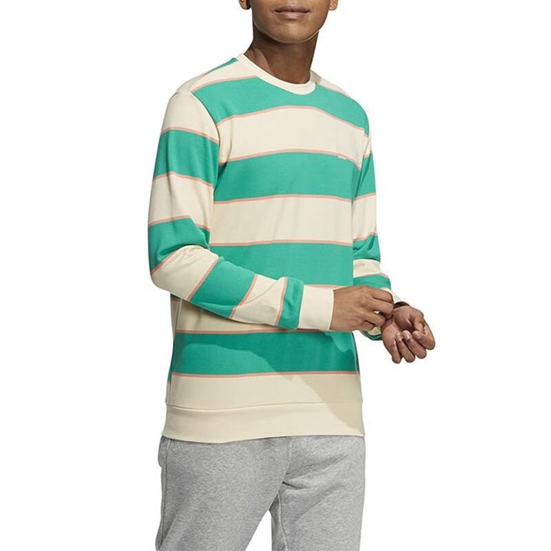 Adidas Neo Striped Crew Neck Sweatshirt Unisex Tops Green IA4961