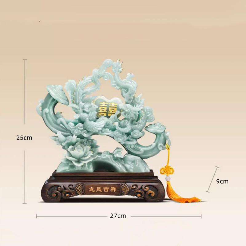 

Дракон и феникс, приносящие удачу, украшения для гостиной в китайском стиле, аксессуары для домашнего декора, свадебный подарок, изделия из смолы