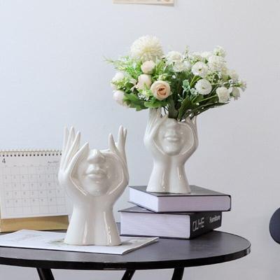 1pc Body Art Ceramic Vase Face Ceramic Vase Creative Flowerware Home Decor Living Room Decorations