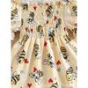 Modisches Prinzessinnenkleid für Mädchen Sommer Kinderkleid mit Bienenprint und süßem Hut