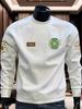 Men's Retro Round Neck Printed Hoodie - Thick Velvet Layer, Trendy Long Sleeve for Autumn/Winter