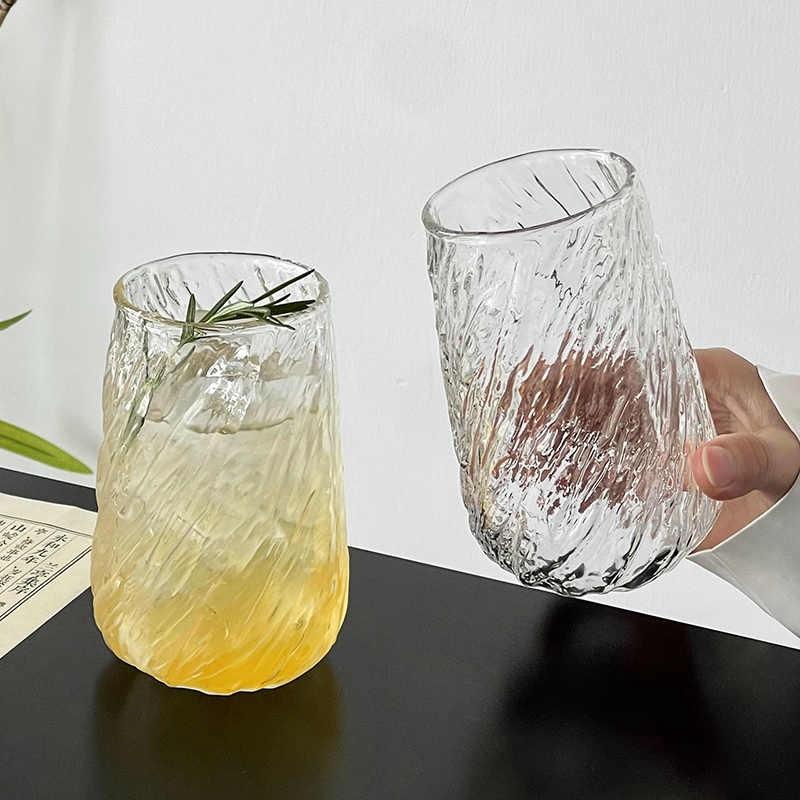 Stripe Coffee Glass Cup Ice Coffee Mug Transparent Glass Tea Cup Drinkware Juice Milk Mocha Cups Kitchen Supplies