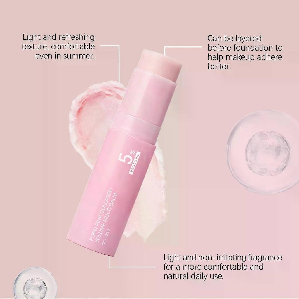 5% Volufiline PDRN Pink Collagen Volume Multi Balm Stick, Wrinkle Care Face & Body Balm for Under-Eyes, Neck, Lips, Plumping & Radiance, 10G