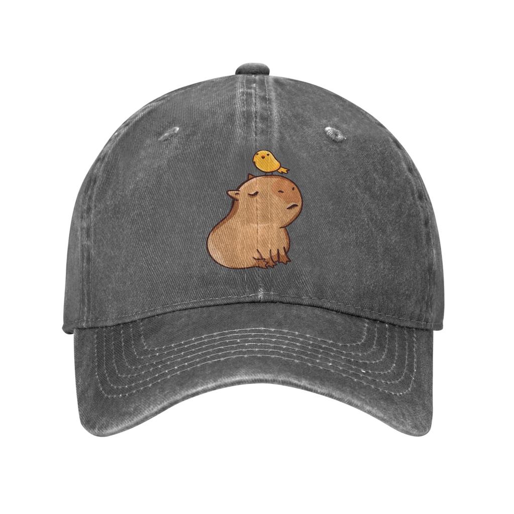 Capybara with Bird Unisex Baseball Caps Distressed Denim Washed Hats Cap Retro Outdoor Running Golf Adjustable Sun Cap