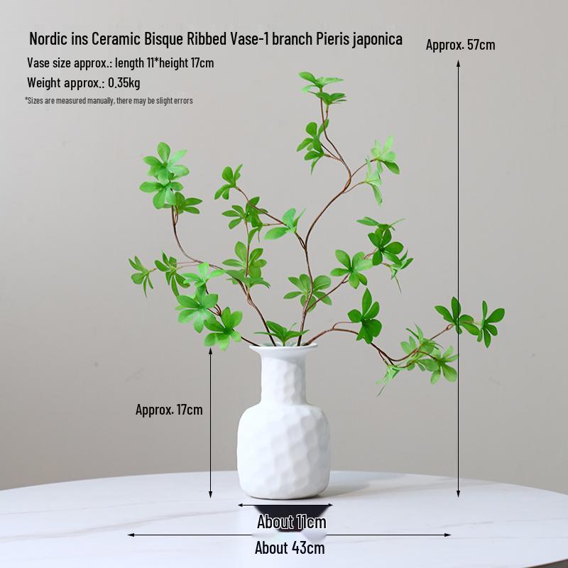 

Green Plant Vase with Wooden Horse Hanging Bell - Artificial Flower Arrangement for Living Room Décor