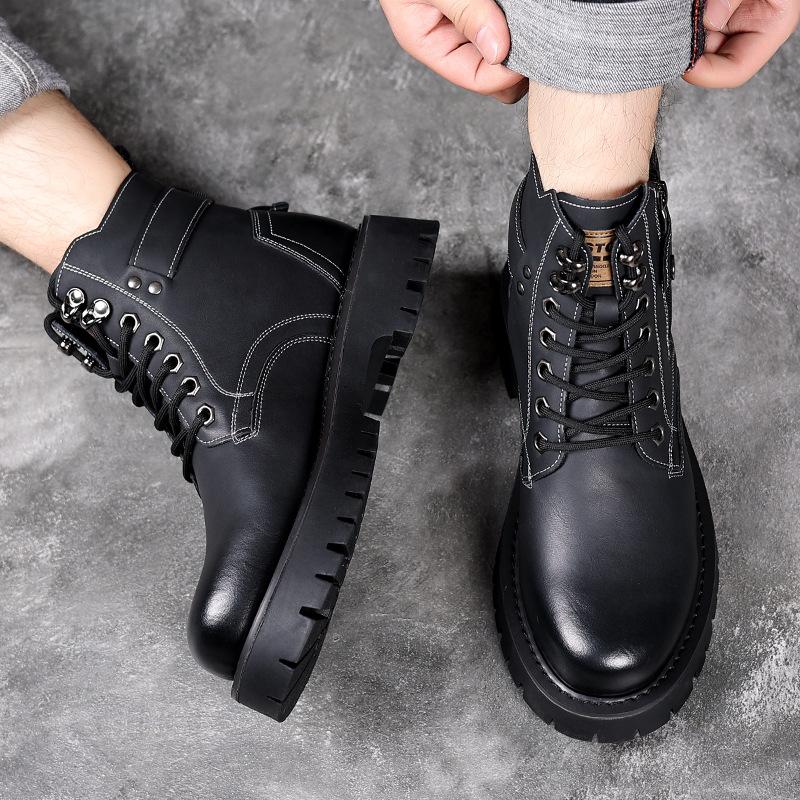 Winter Martin Boots British Style High-top Cotton Shoes Men's Velvet Thickened Men's Leather Shoes Warm Snow Boots 2025
