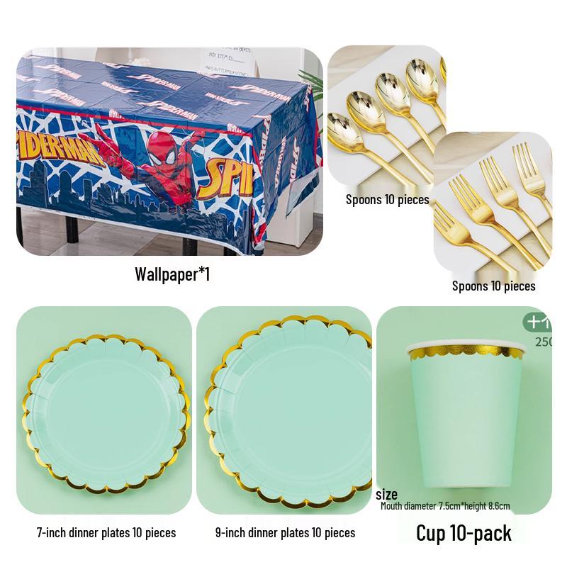 Disposable Party Supplies Set: Paper Plates and Cups for Birthdays and Weddings